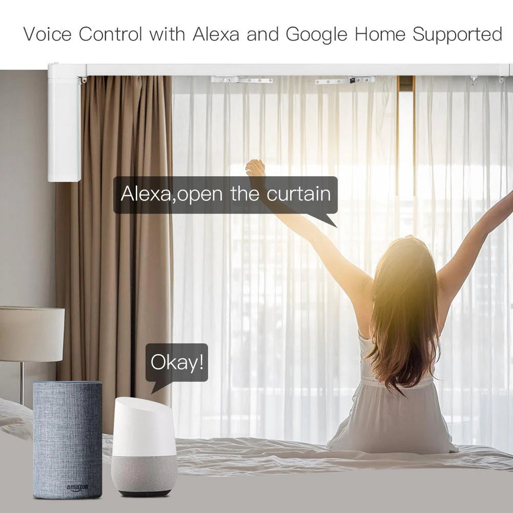ZigBee Smart Electric Motorized Splicing Curtain Tracks System,Tuya Curtain Motor with DIY Track RF Remote Suitable Sizes