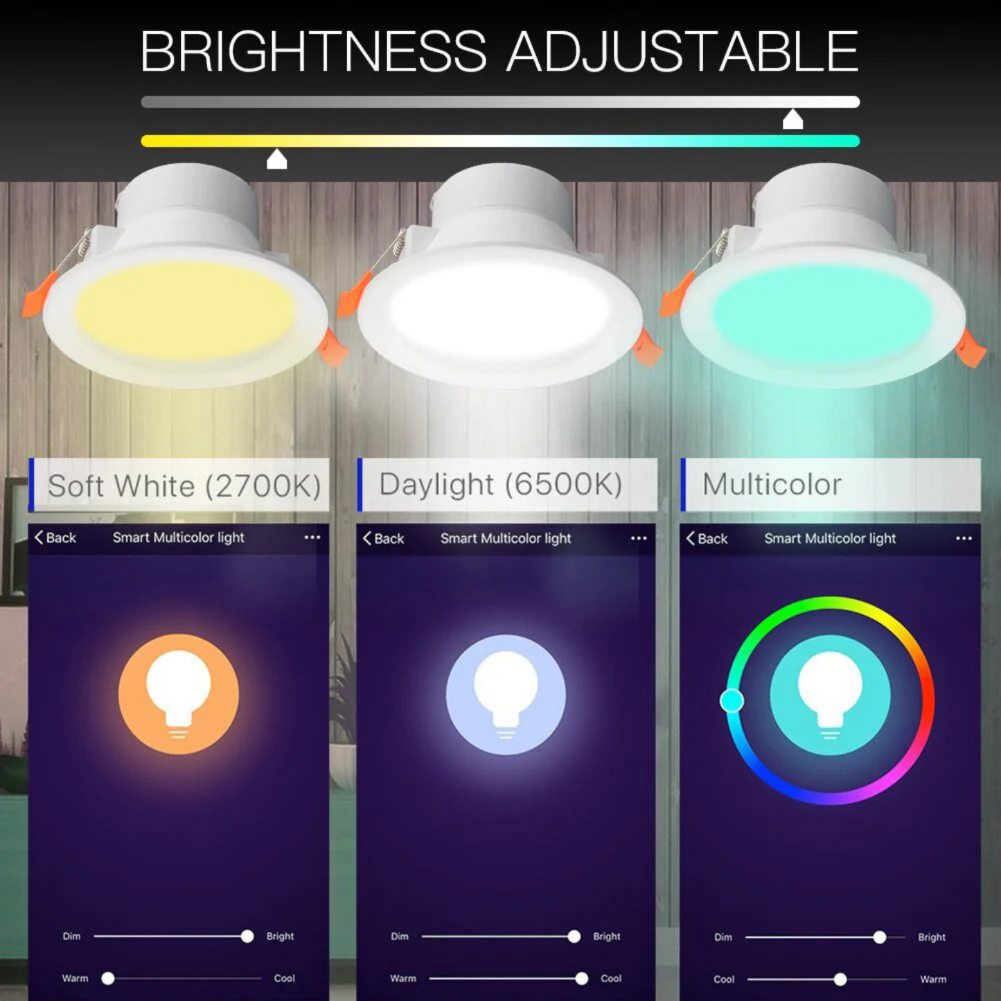 Stavo WiFi Smart LED Recessed Downlight 3.5 inches Dimmable Round Colorful Spotlight Lighting 7W RGB Color Changing Bulb 2700K-6500K