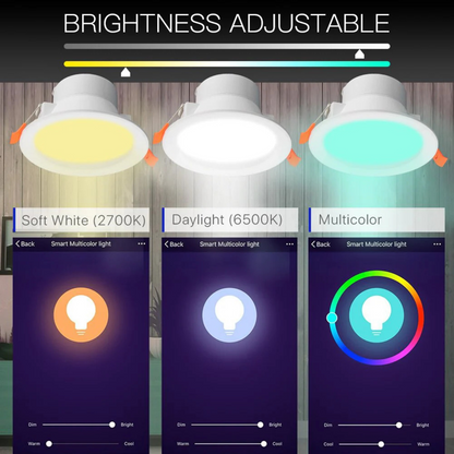 Stavo WiFi Smart LED Recessed Downlight 3.5 inches Dimmable Round Colorful Spotlight Lighting 7W RGB Color Changing Bulb 2700K-6500K
