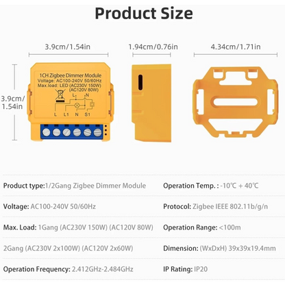 Stavo Zigbee Mini DIY Smart Light Dimmer Switch Module Relay Timer 1/2 Gang
