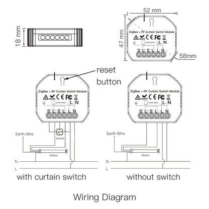 Stavo Zigbee + RF Mini DIY Smart Curtain Switch Module Relay