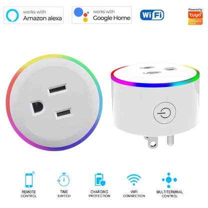 WiFi Smart Plug Outlet Wireless Power Socket Electricity With RGB Light US Version With LED US