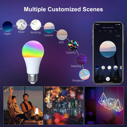 WiFi Smart LED Light Bulb Dimmable Lamp 9W RGB E26 Color Dimmable Changeable 2700K-6500K