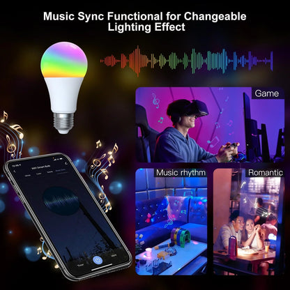 WiFi Smart LED Light Bulb Dimmable Lamp 9W RGB E26 Color Dimmable Changeable 2700K-6500K