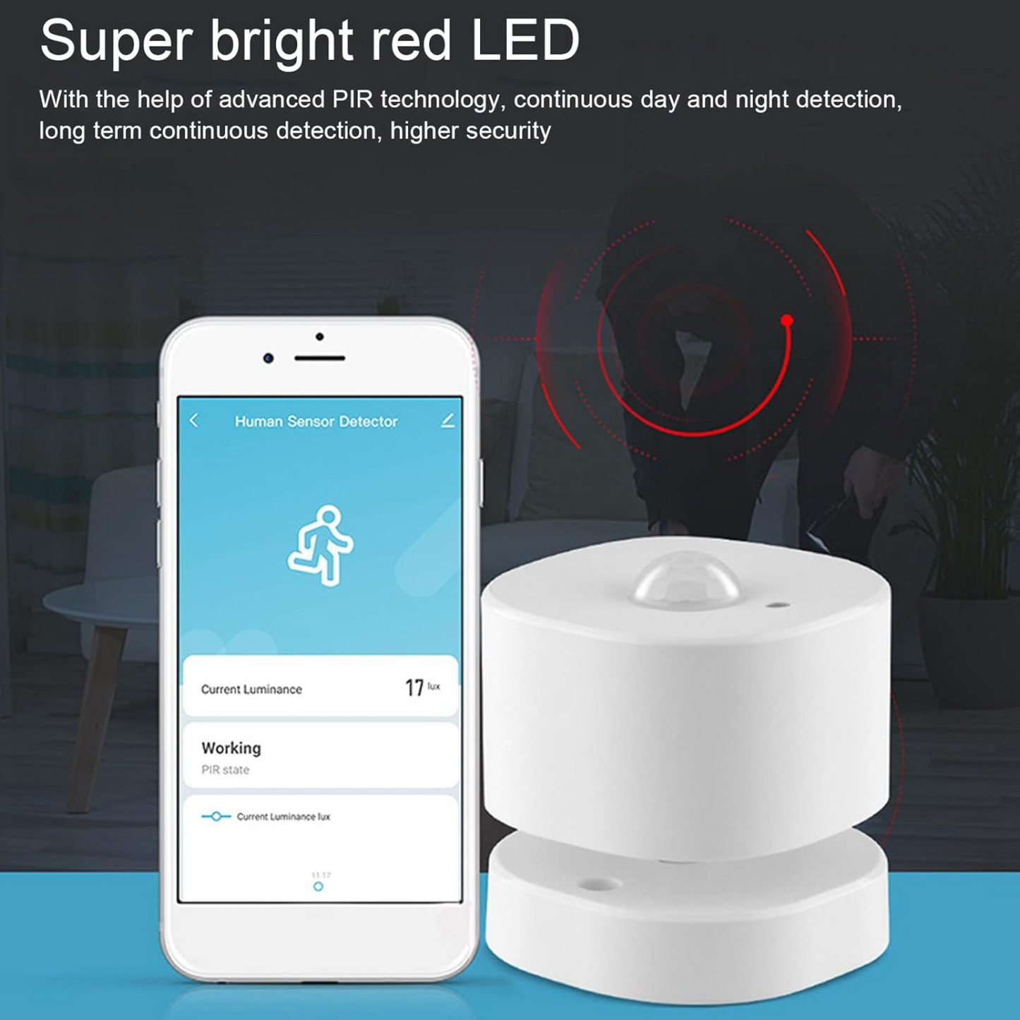 Stavo ZigBee PIR Motion Sensor Model 3 – Smart Home Security & Automation - 120-150 degress - 3 to 7 meters