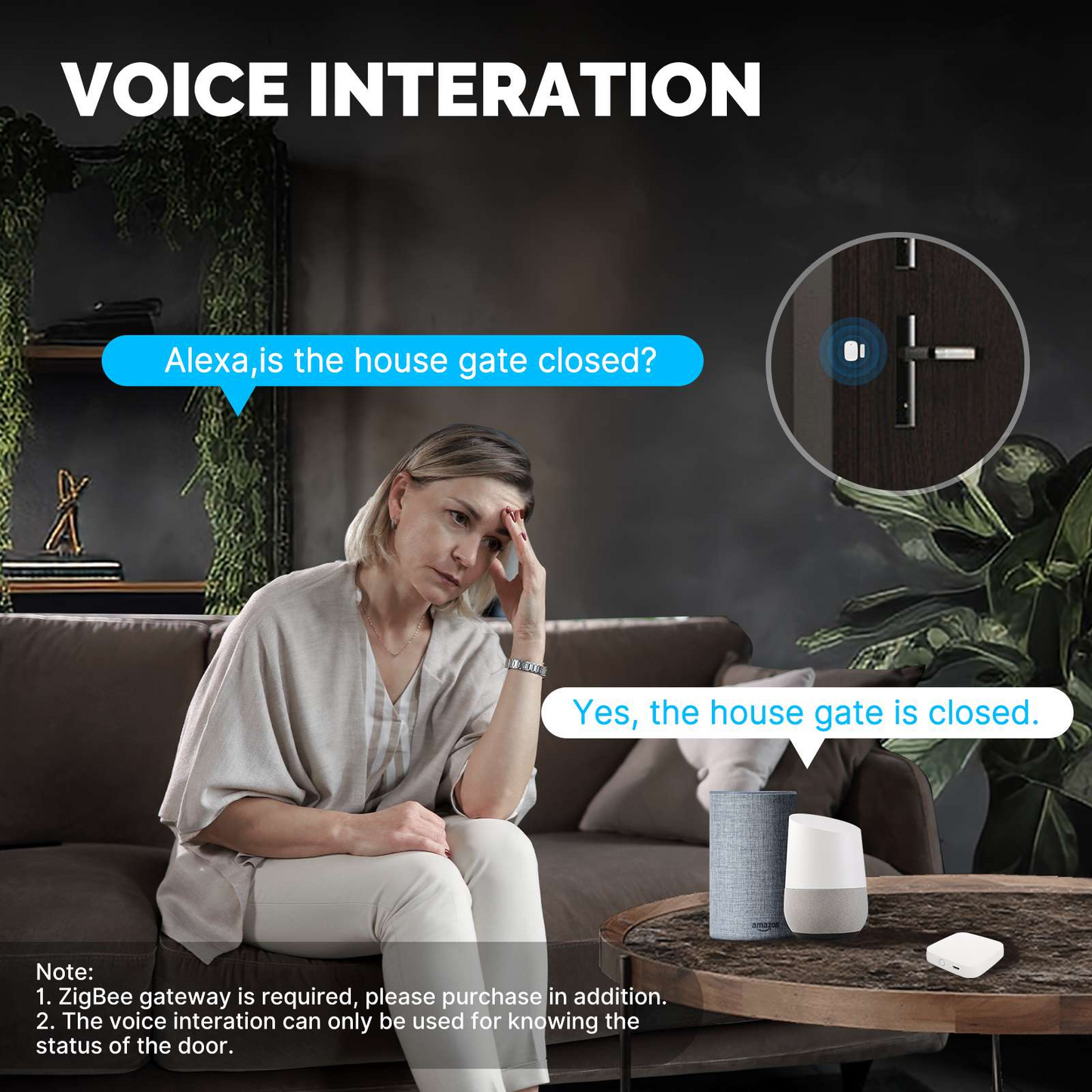 Stavo Tuya ZigBee Window Door Alarm Sensor, Smart Home Security Contact Detector