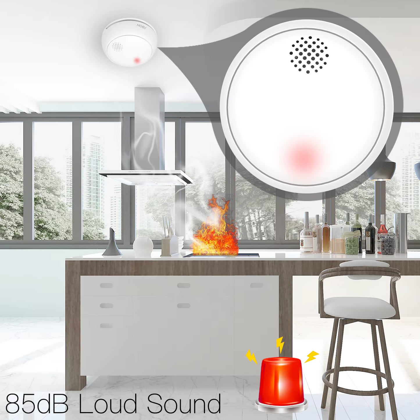 Stavo ZigBee Wireless Smart Smoke Detector Fire 85dB Sound Alarm Siren Sensor