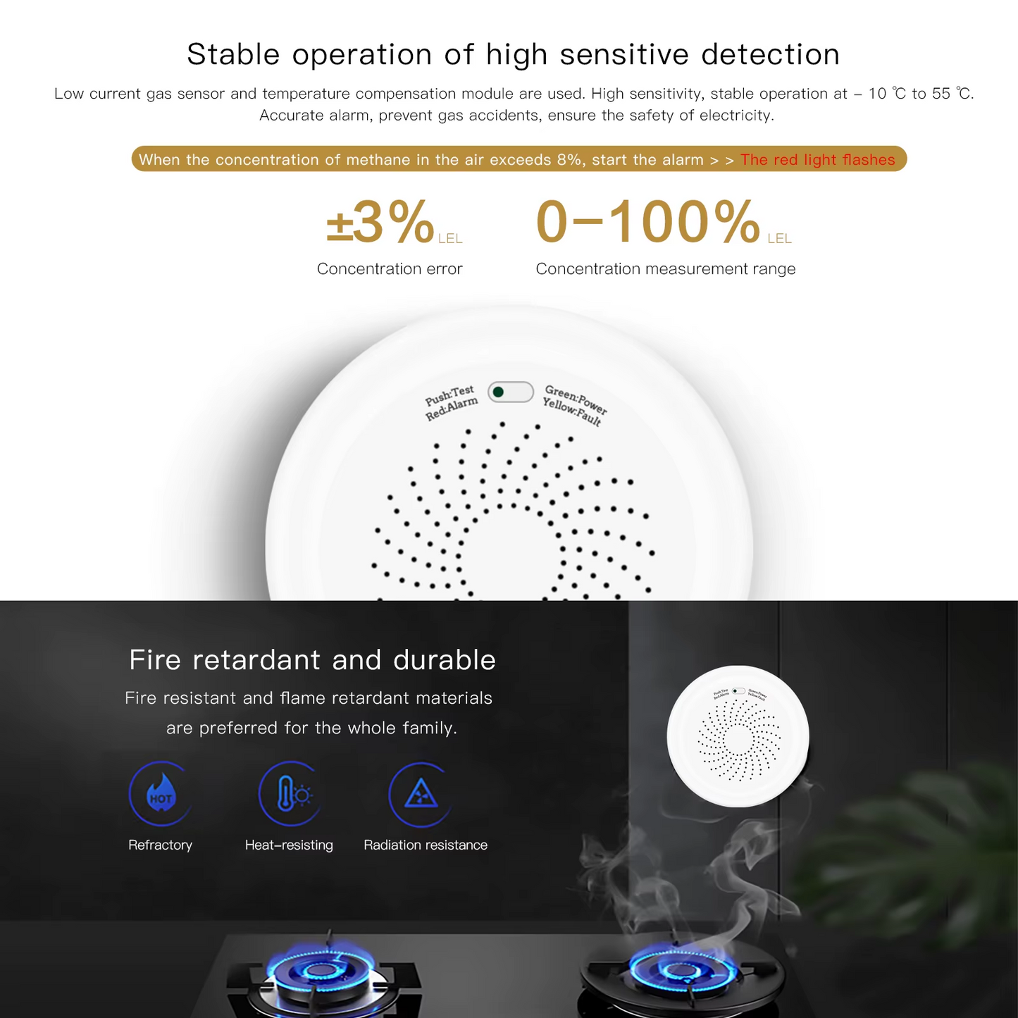 Stavo ZigBee Tuya Smart Flammable Gas Leakage Detector – Combustible Sensor