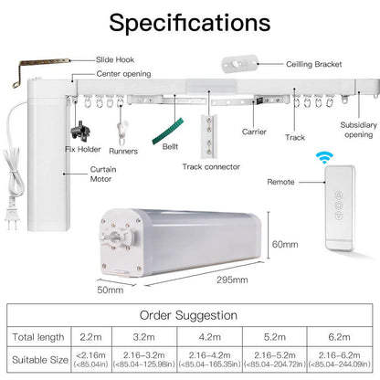 ZigBee Smart Electric Motorized Splicing Curtain Tracks System,Tuya Curtain Motor with DIY Track RF Remote Suitable Sizes