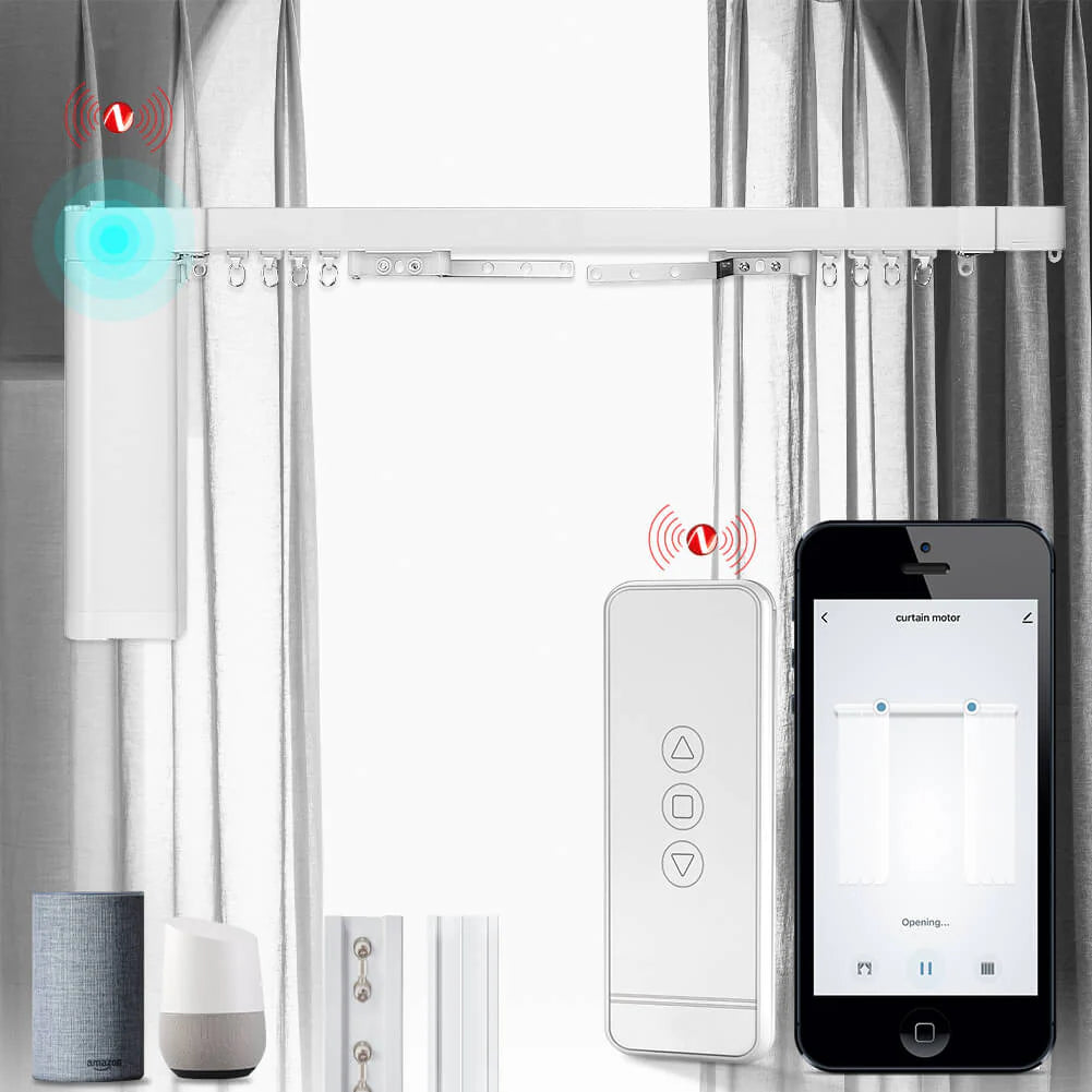ZigBee Smart Electric Motorized Splicing Curtain Tracks System,Tuya Curtain Motor with DIY Track RF Remote Suitable Sizes