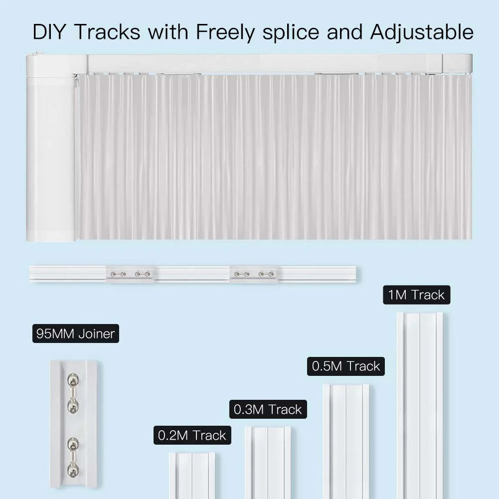 ZigBee Smart Electric Motorized Splicing Curtain Tracks System,Tuya Curtain Motor with DIY Track RF Remote Suitable Sizes